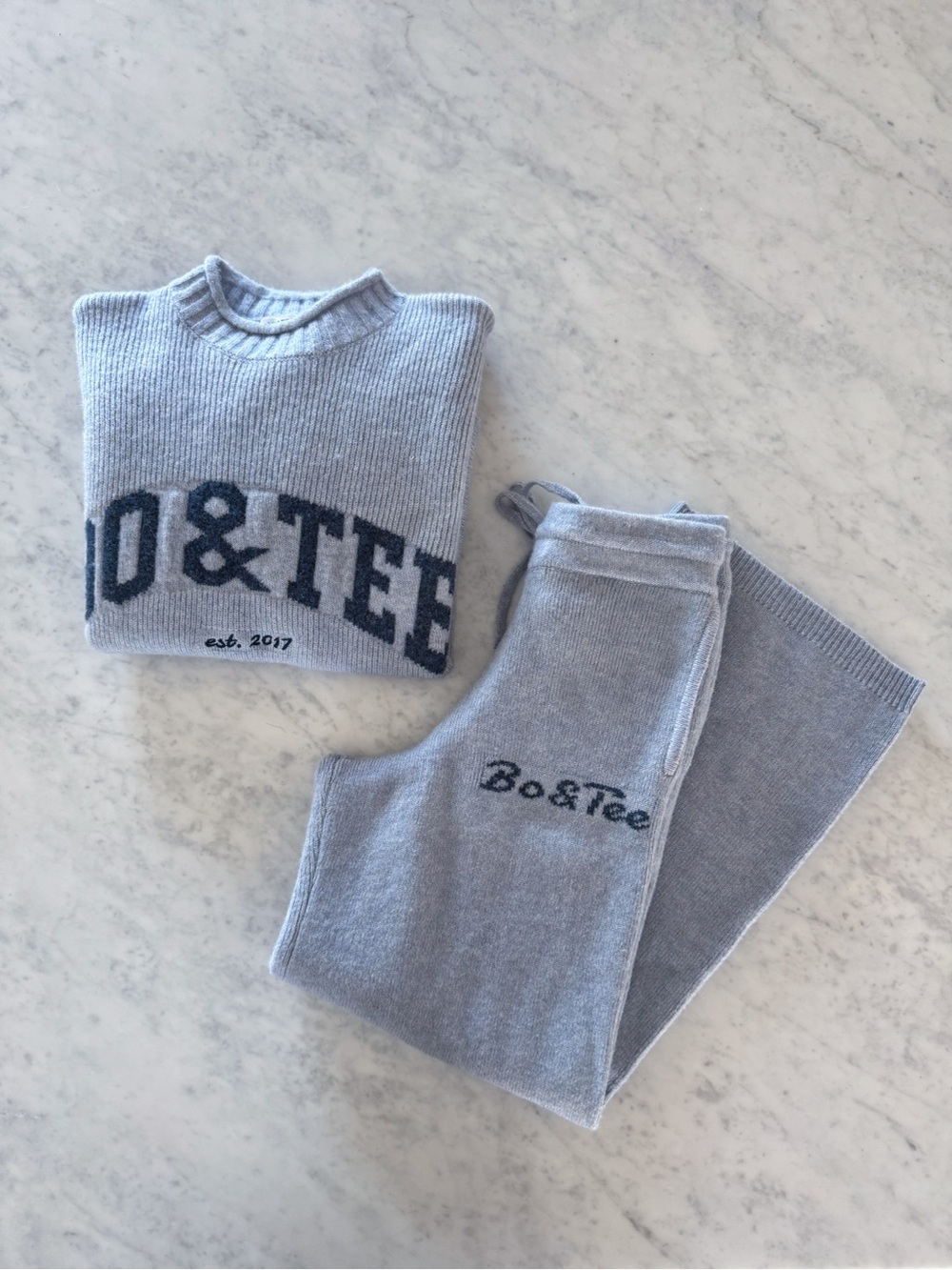 bo&tee blue knit sweater & pants